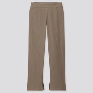 Wide ribbed slit straight pant